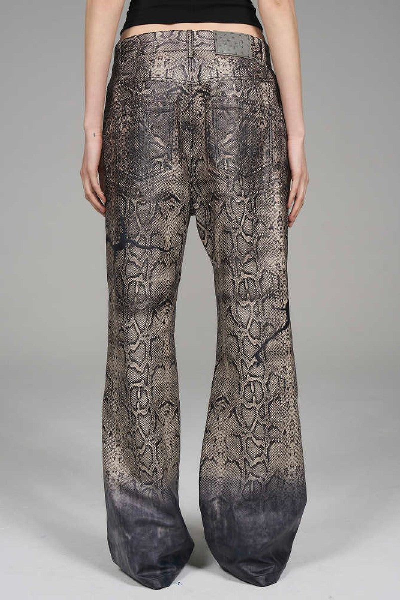 Snakeskin Print Faux Leather Pants