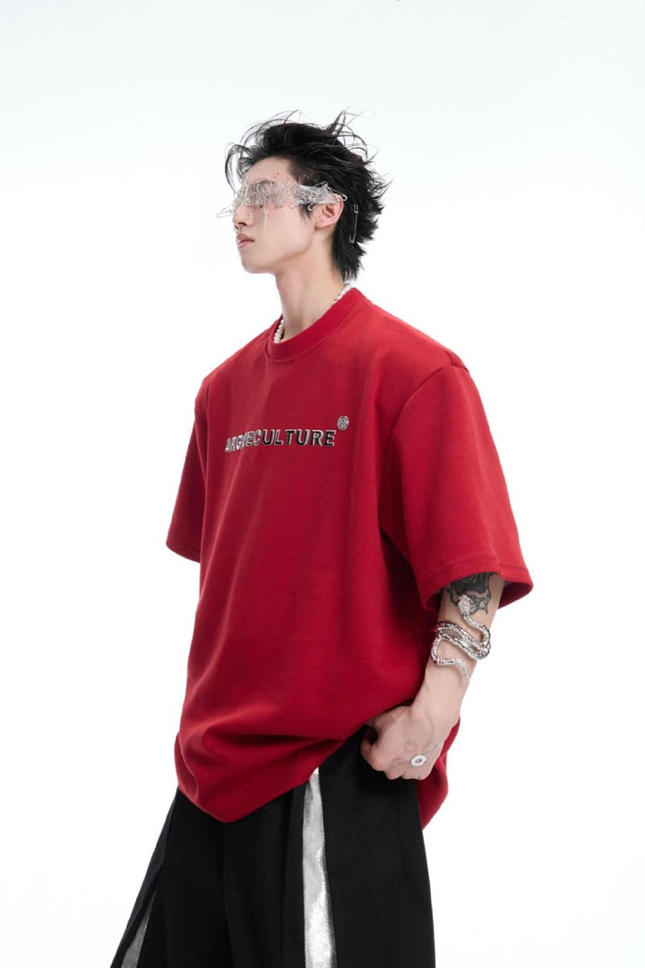 Studded Embroidered Spine Cotton Tee
