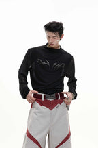 Mesh Fitted Metallic Print Tee