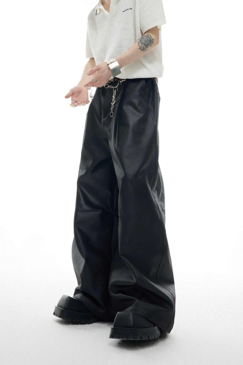 Coated Wax Wide Leg Pants
