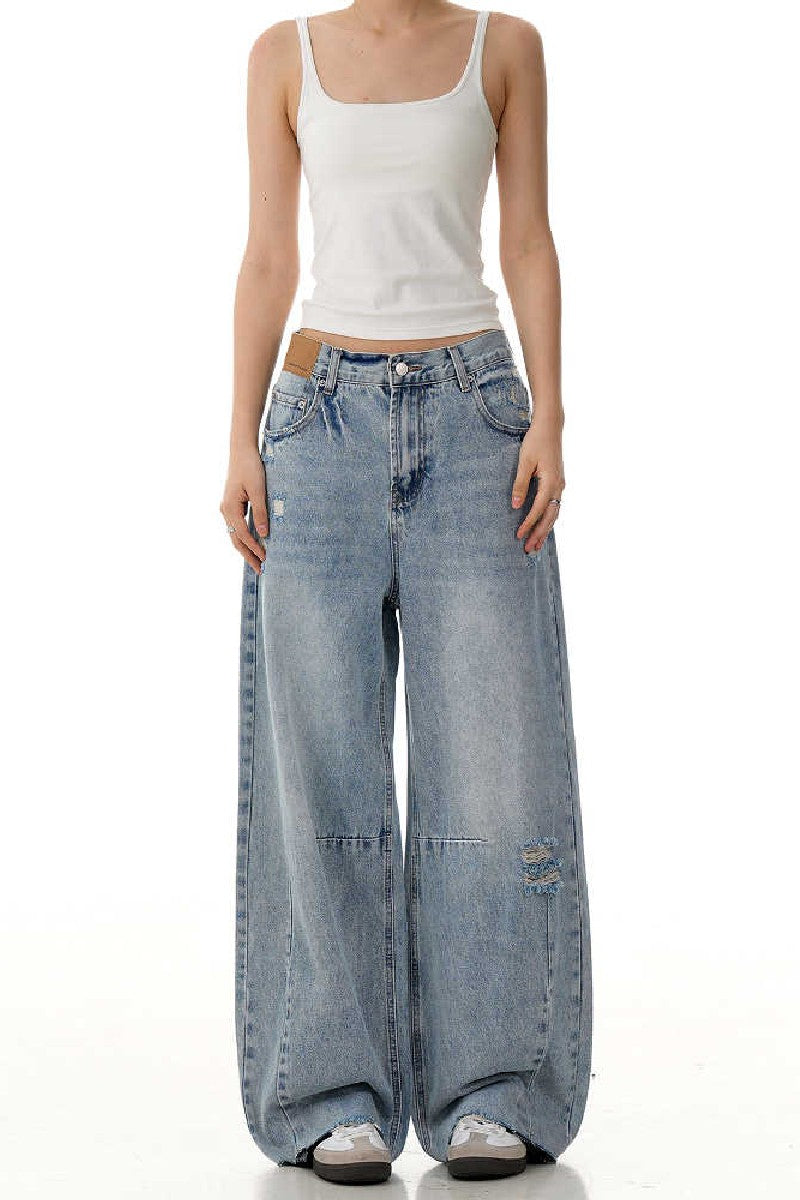 Distressed Blade Banana Jeans