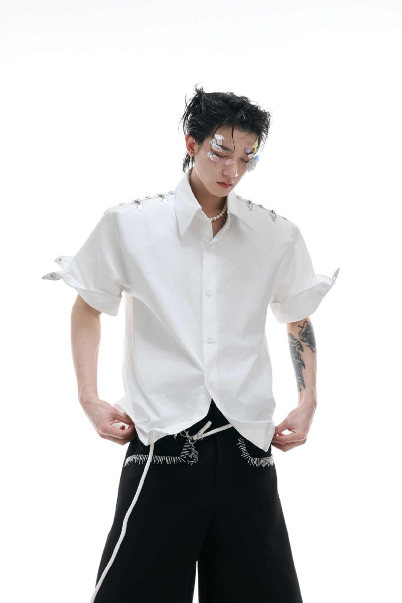 Metal Buckle Deconstructed Shirt