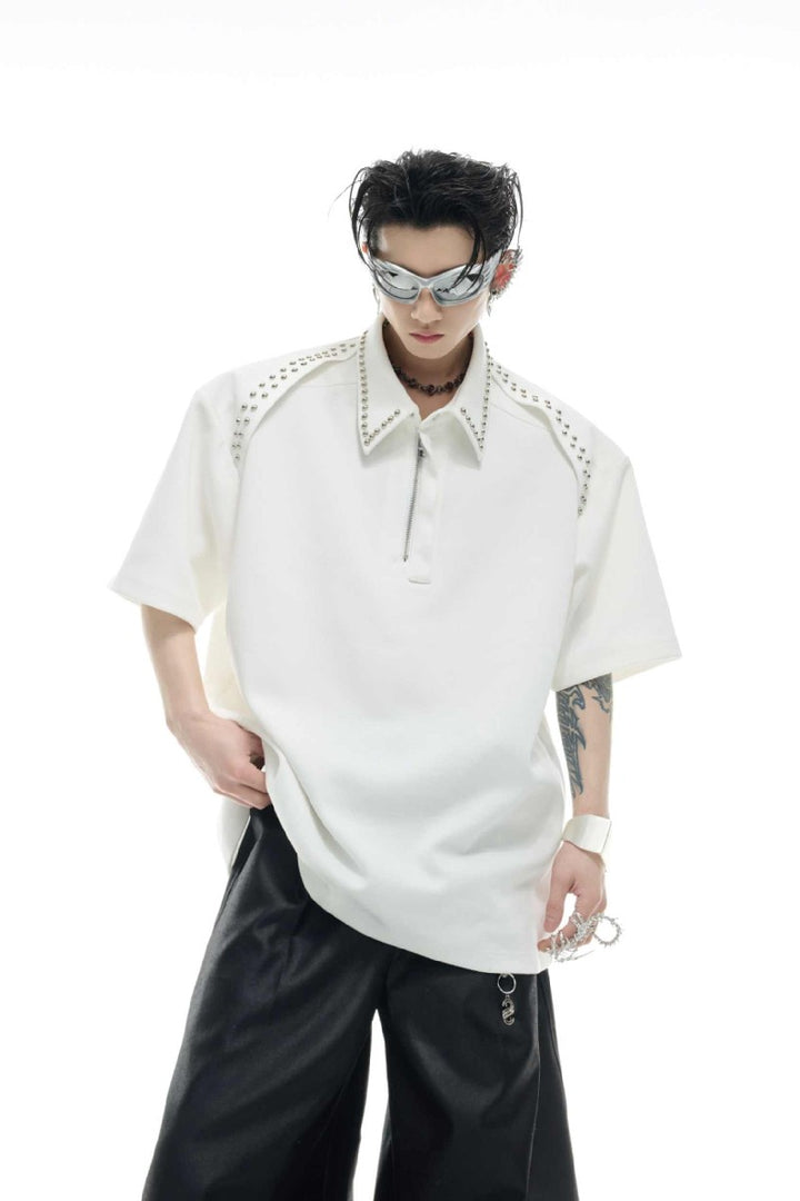 Metal Trim Studded Polo