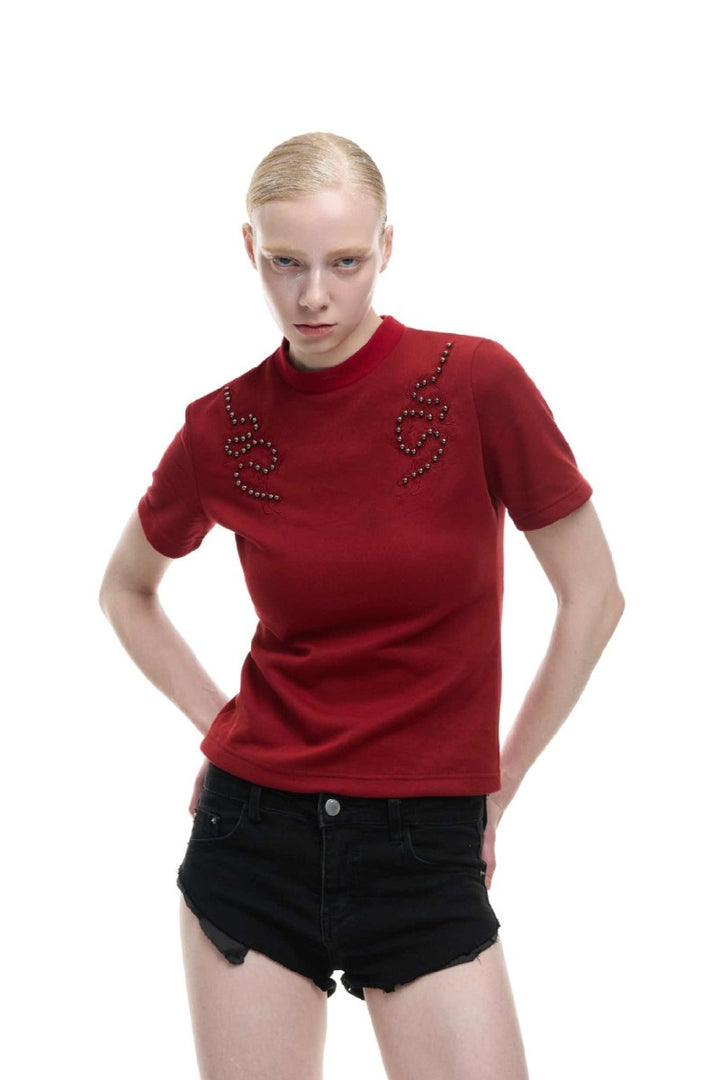 Spine Studded Fitted Tee