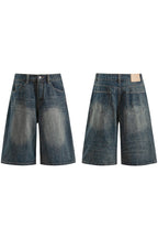 Washed Slub Denim Shorts