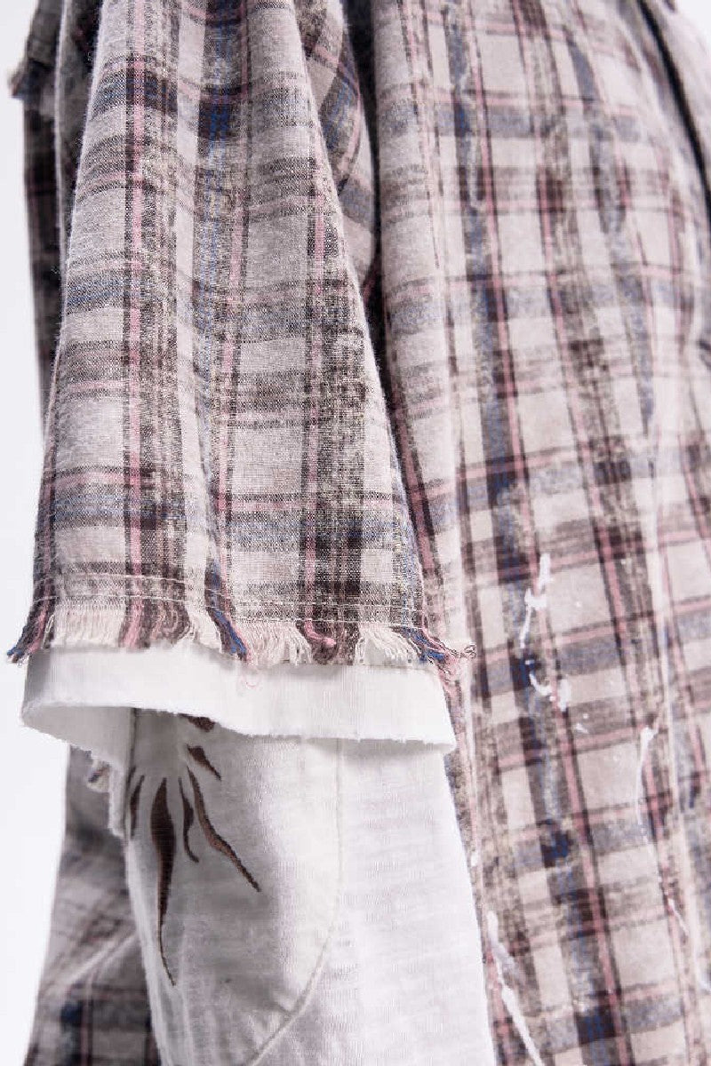 Plaid Raw Edge Polo Shirt