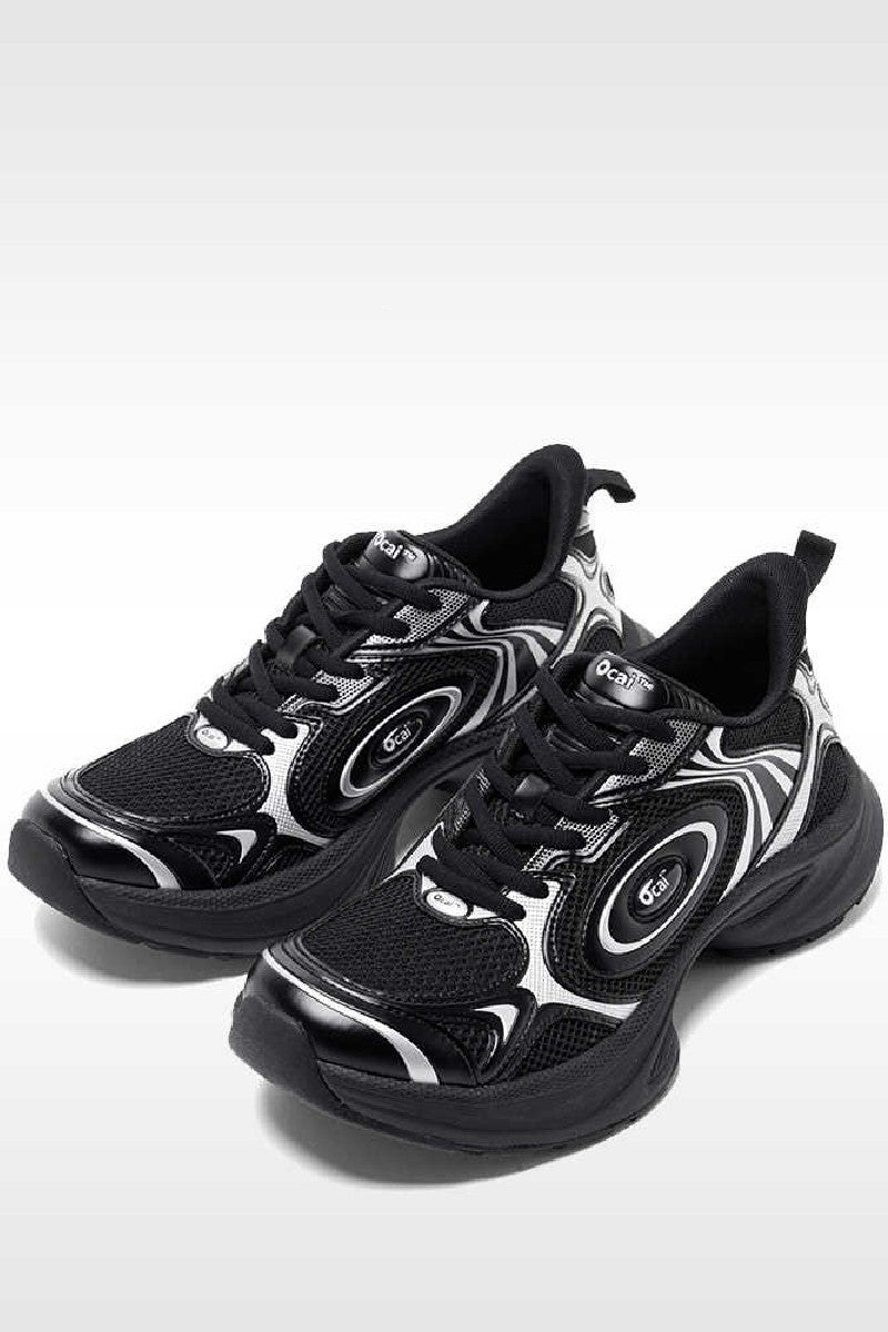 Black Silver Disk Runtech Sneakers