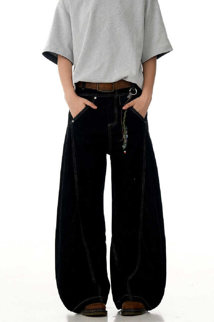 Black Deconstructed Blade Jeans