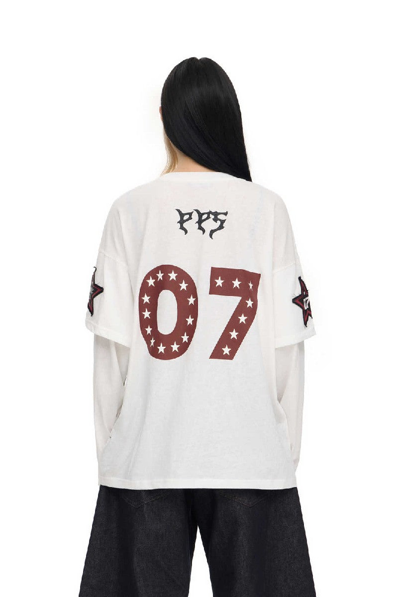 『Copping Zone』Layered Retro Sports Embroidered Tee Racing Embroidered Layered Tee – Copping Zone