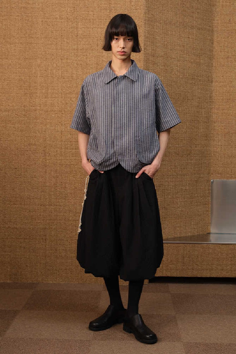 Crinkle Stripe Curved Shirt