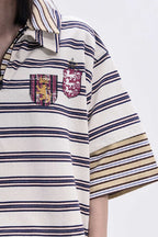 Striped Zip Polo Nylon Tee
