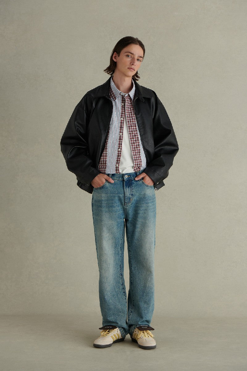 Classic Washed Blue Straight Jeans