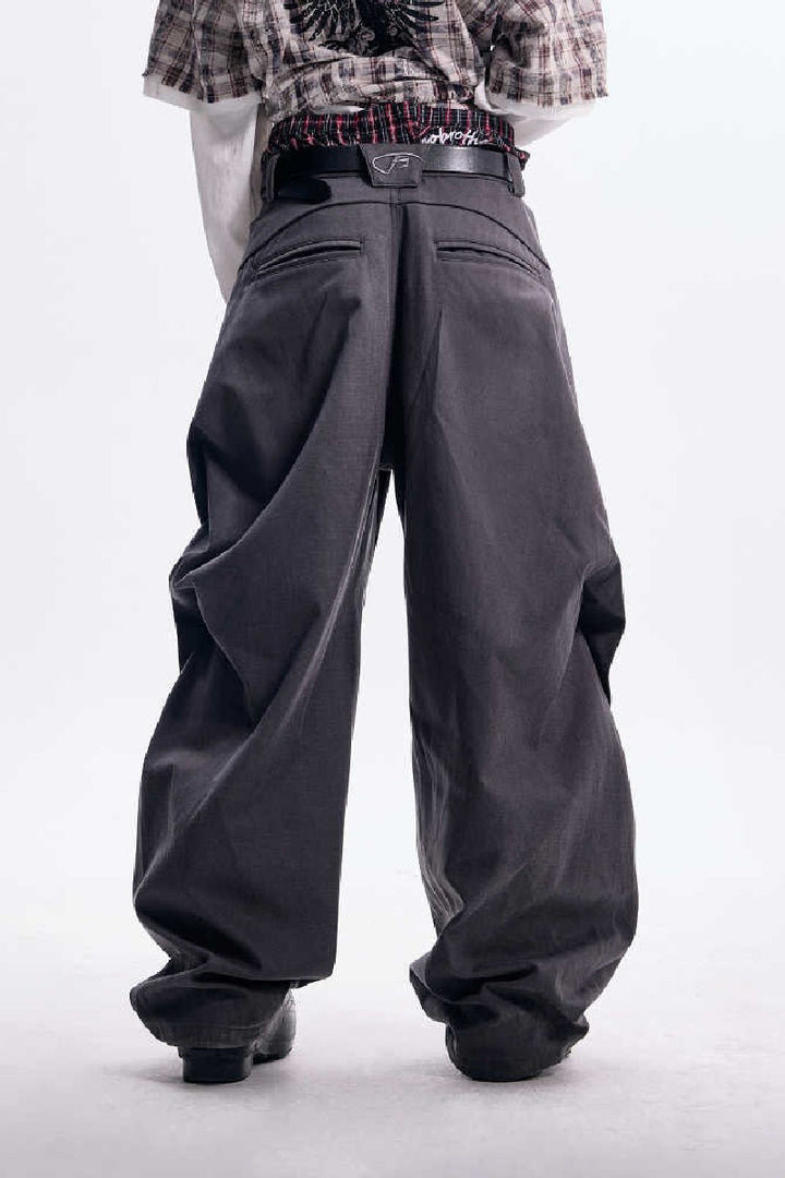 Diamond Pleat Wide Trousers