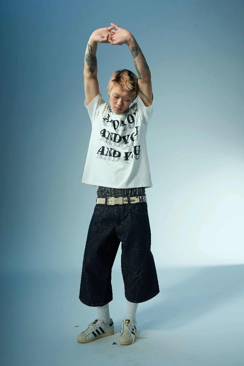 Slogan Lettering Crewneck Tee