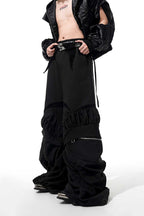 Heavy Deconstructed Ruched Wide-Leg Pants