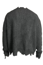 Half-Zip Distressed Gray Sweater