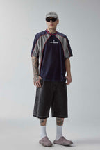 Mesh Panel Colorblock Jersey Tee