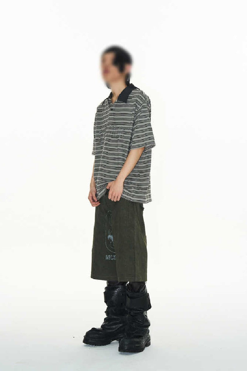 Striped Patchwork Polo Tee