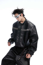 Deconstructed Patchwork Short Leather Jacket