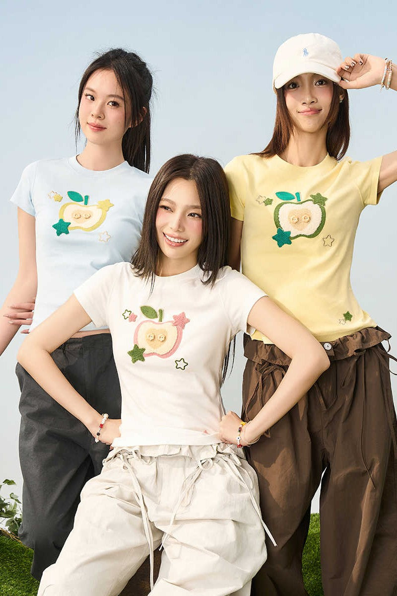 Plush Apple Embroidered Tee