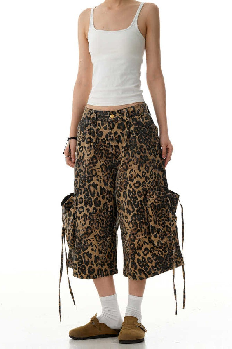 Leopard Print Cargo Jorts