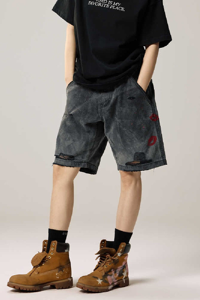 Distressed Washed Cargo Shorts