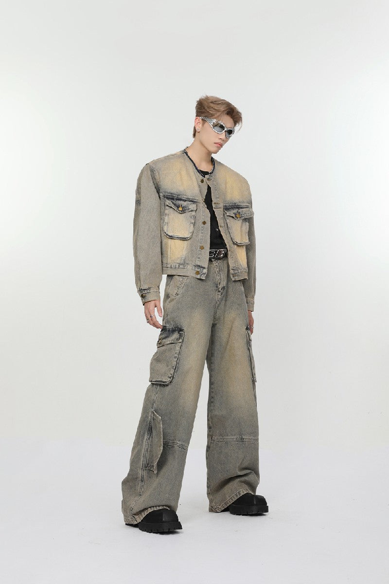 Washed Pockets Jeans