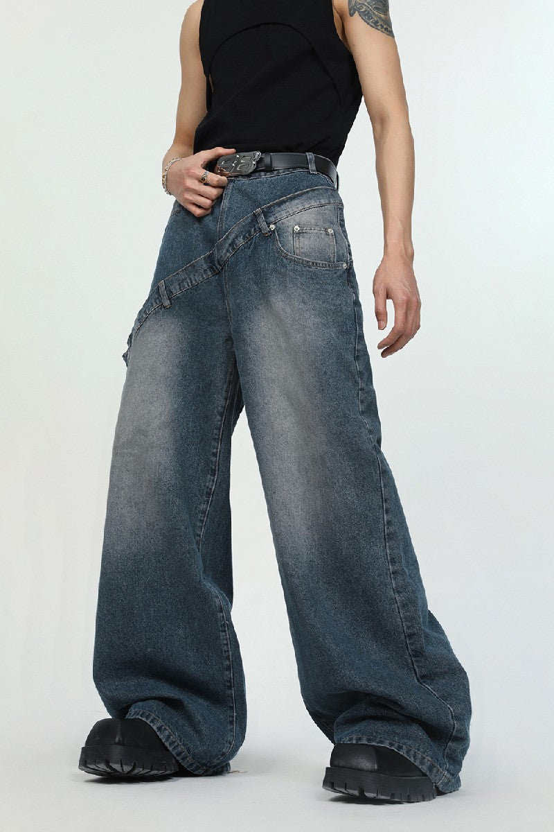 Fake Two-Piece Loose Jeans