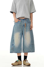 Ice Blue Distressed Blade Jorts