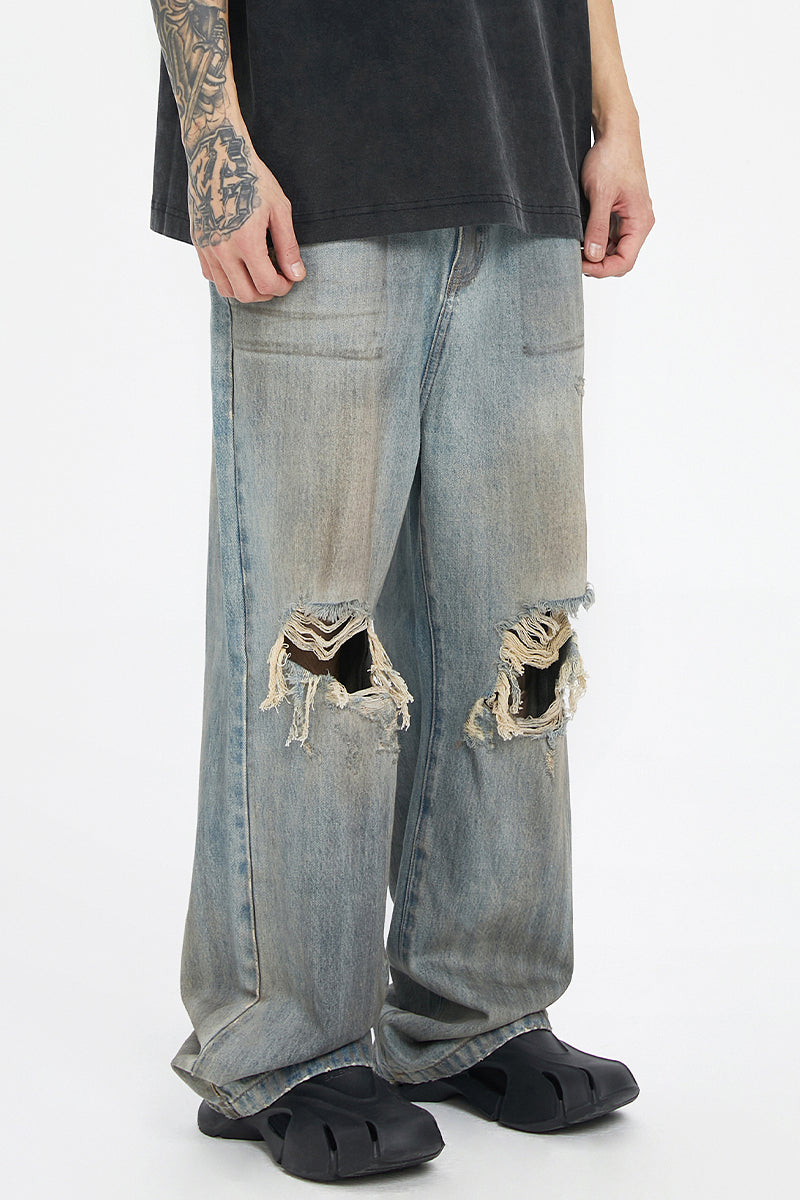 Vintage Washed Distressed Jeans