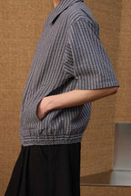 Crinkle Stripe Curved Shirt