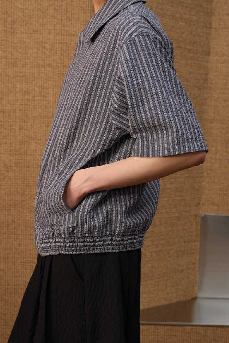 Crinkle Stripe Curved Shirt