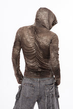 Sheer Mesh Hooded Print Tee