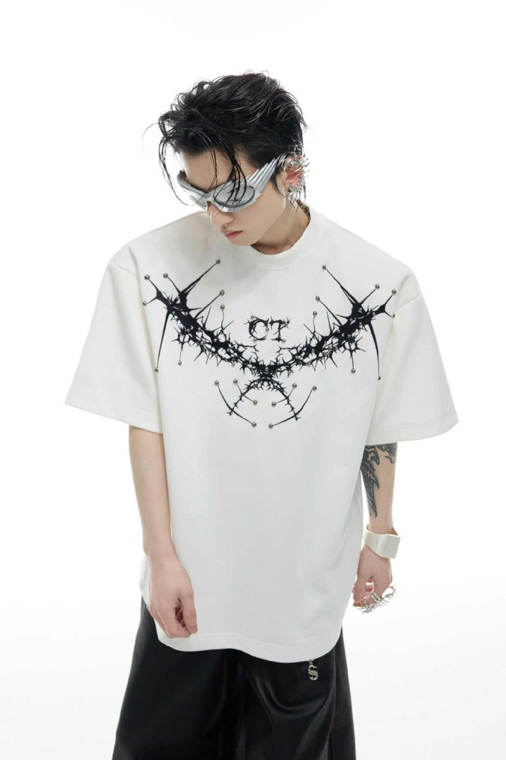 Studded Thistle Embroidery Tee