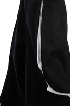 Deconstructed Contrast Stitch Wide-Leg Pants