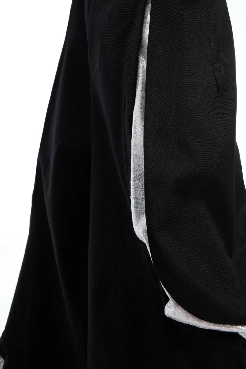 Deconstructed Contrast Stitch Wide-Leg Pants