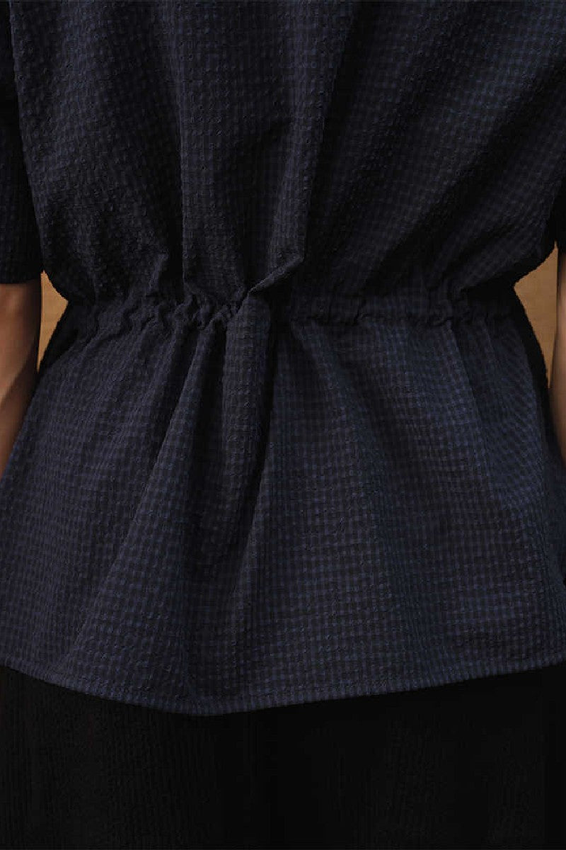 Drawstring Crinkle Short Shirt