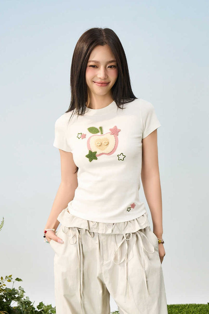 Plush Apple Embroidered Tee