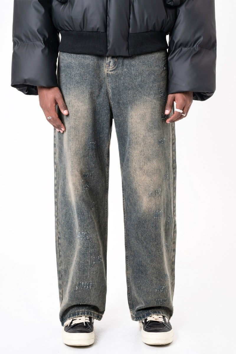 Heavy Wash Straight Jeans