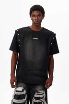 Detachable Sleeve Denim Tee