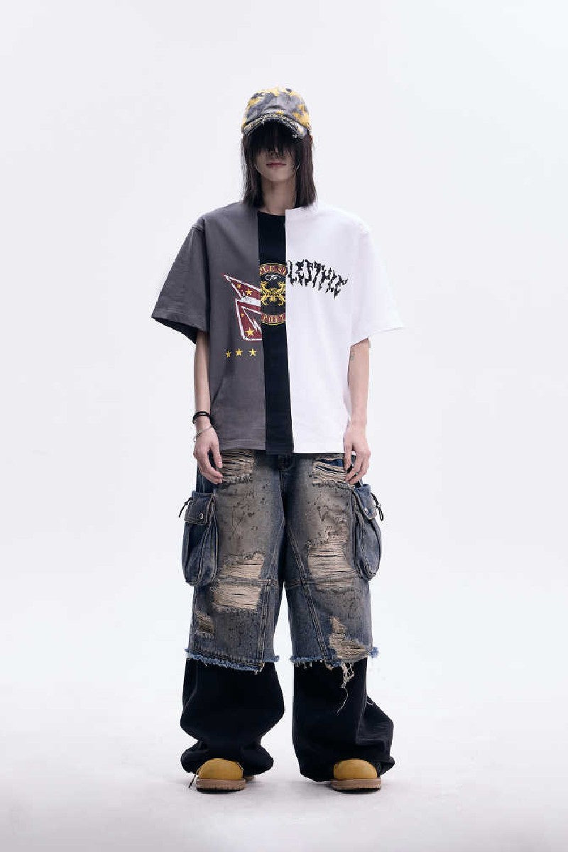 Patchwork Colorblock Graphic Tee