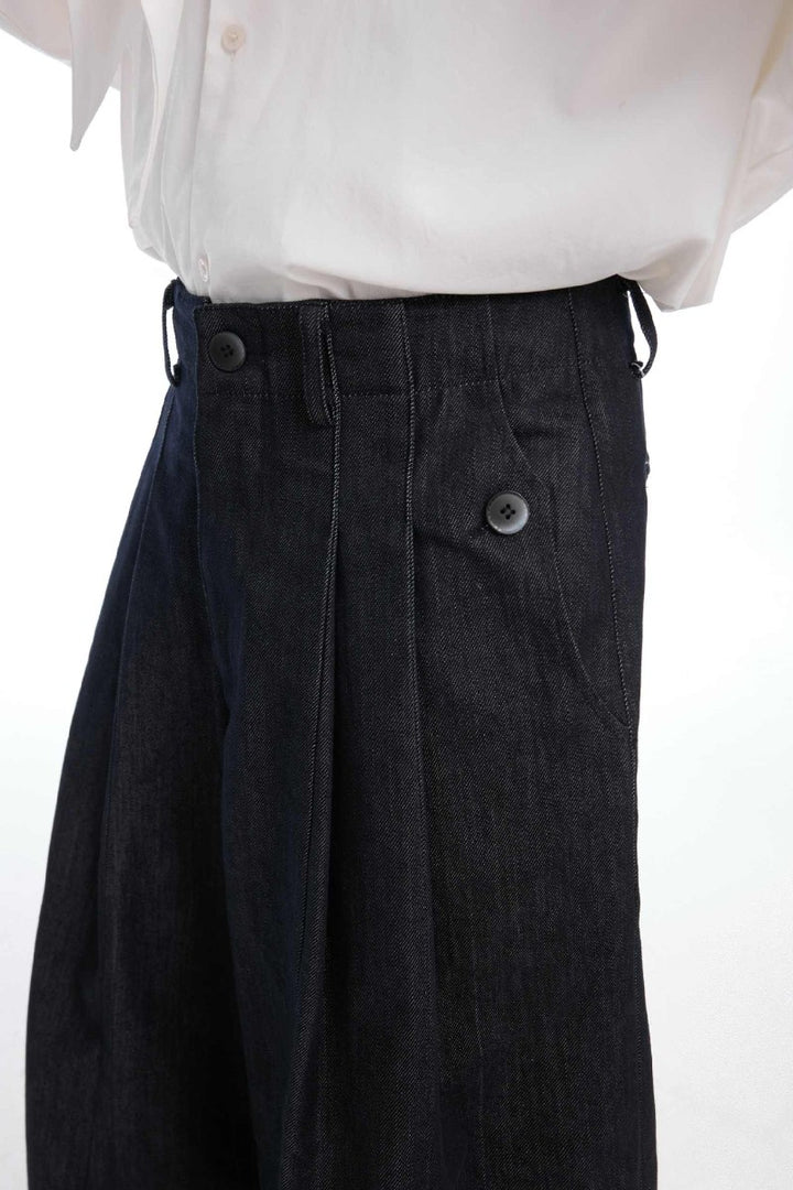 Raw Denim Wide-Leg Jeans