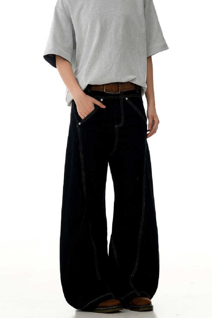 Black Deconstructed Blade Jeans