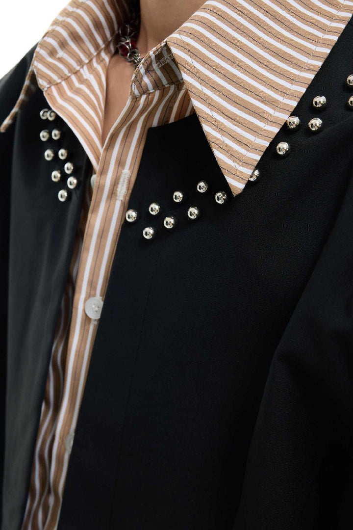 Striped Layered Studded Shirt Jacket
