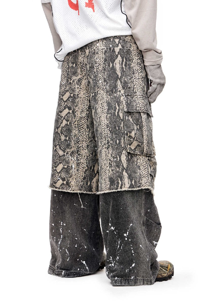 Layered Paint Wash Cargo Pants