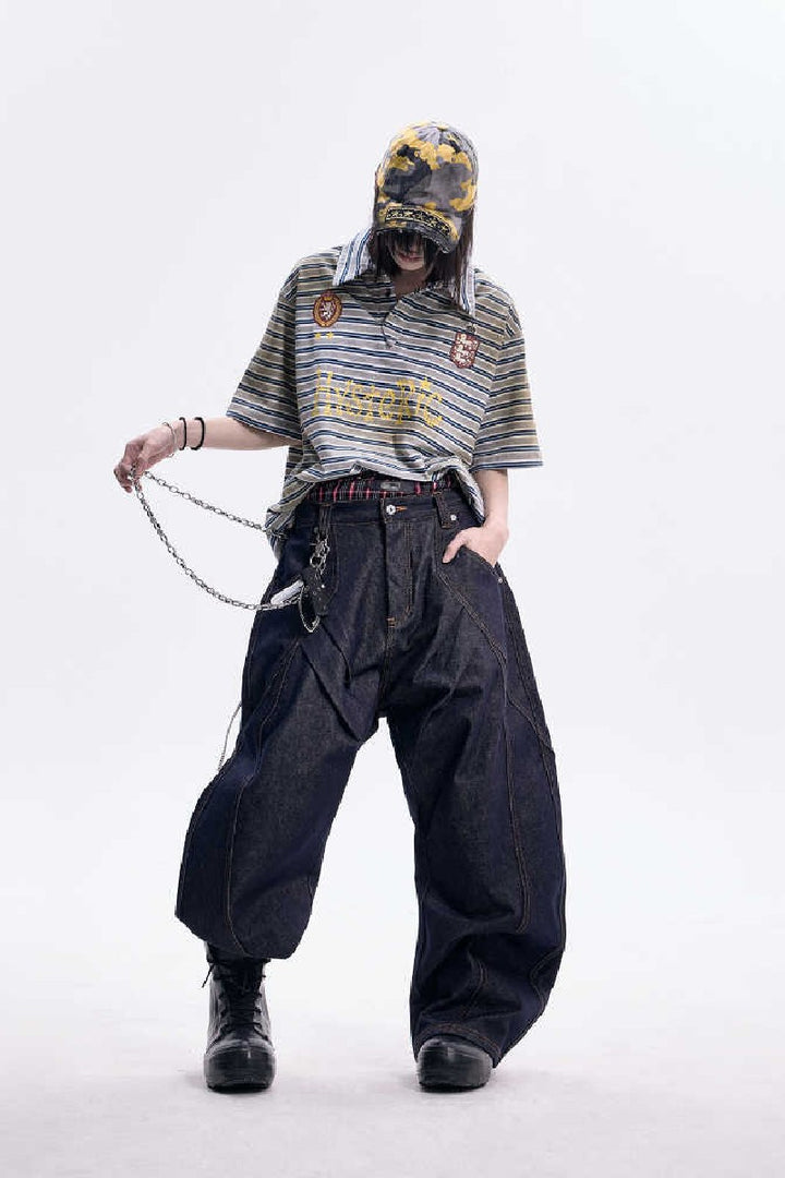 Contrast Stitch Wide Leg Jeans