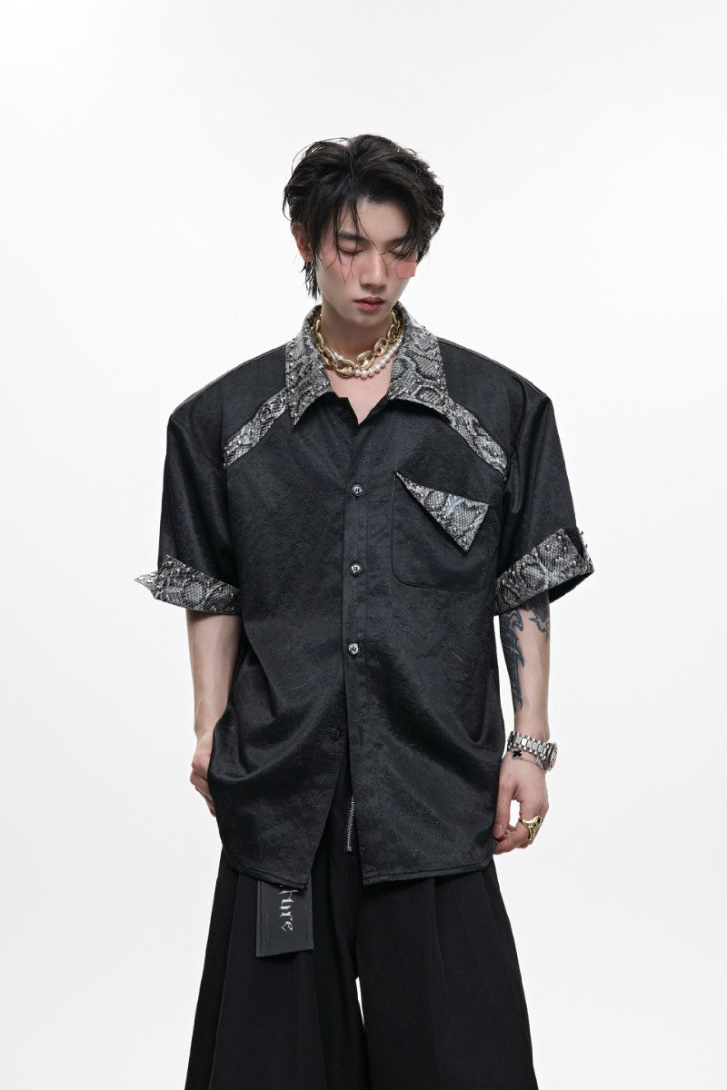 Snake Panel Studded Shirt
