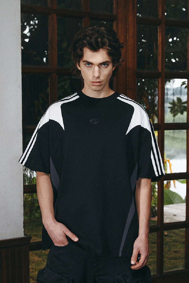 Retro Colorblock Stripe Sports Tee