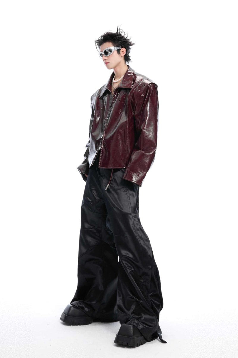 Studded Embroidered Spine Leather Jacket