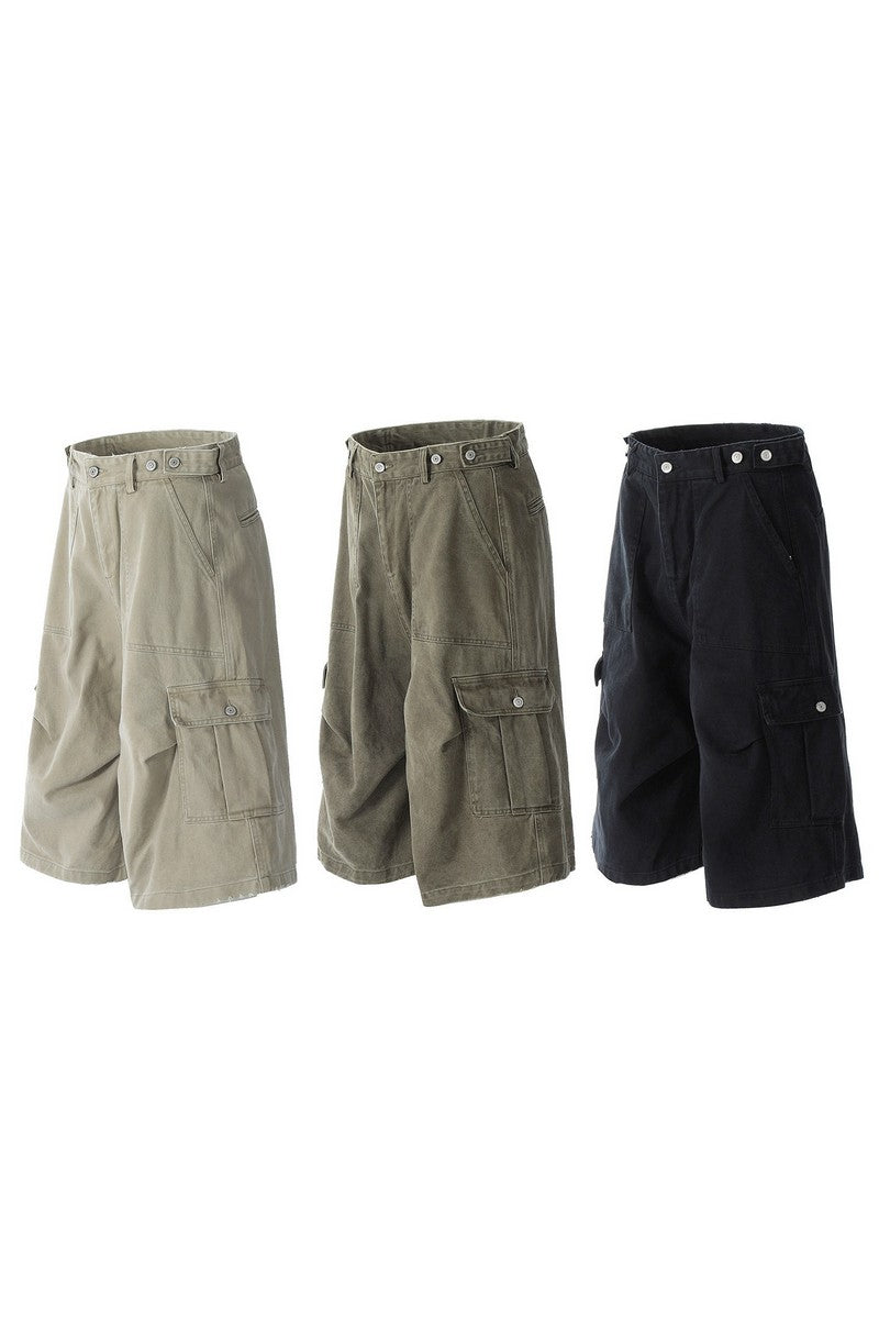 Washed Multi Pocket Cargo Shorts